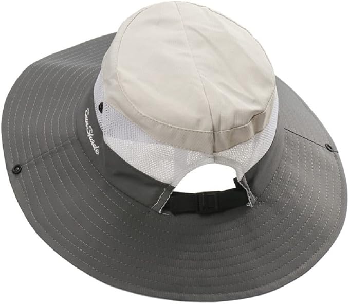 Women's Summer Sun-Hat Ponytail - Outdoor UV-Protection Mesh Wide Brim Foldable Hat with Ponytail Hole