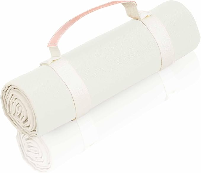 White Picnic Blanket & Beach Mat – Canvas, Machine Washable, Large 4’9” × 6’3”
