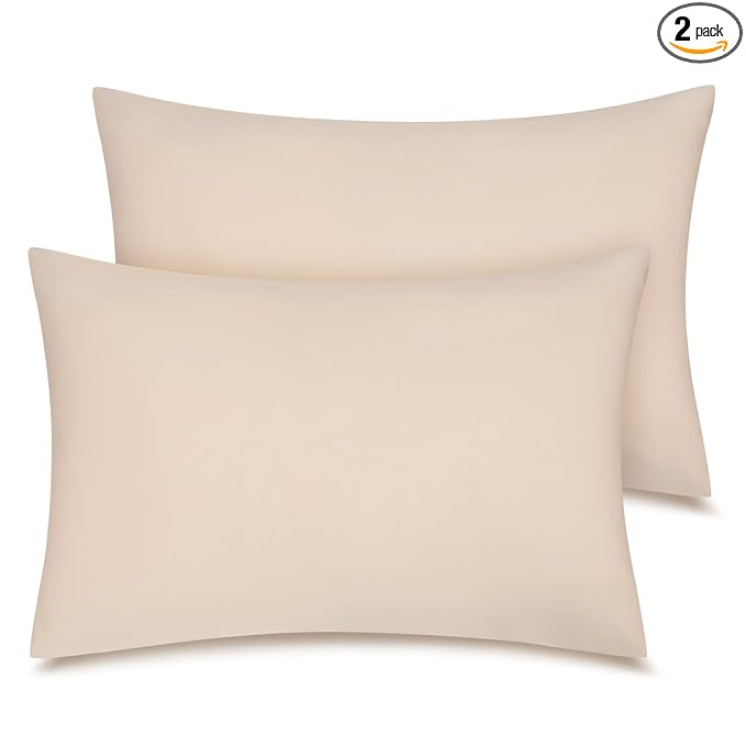 Zenssia Organic Cotton Toddler Pillowcase/Travel Pillowcase Pack of 2 Set 13x18 Inches with Envelope Closure - Soft & Breathable Baby Pillow Case Cover Solid Taupe