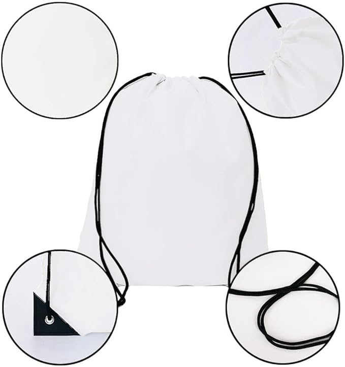 CODOBON 20 Pcs Drawstring Backpack Bulk Draw String Bags Cinch Polyester Bag for Gym Sport, White