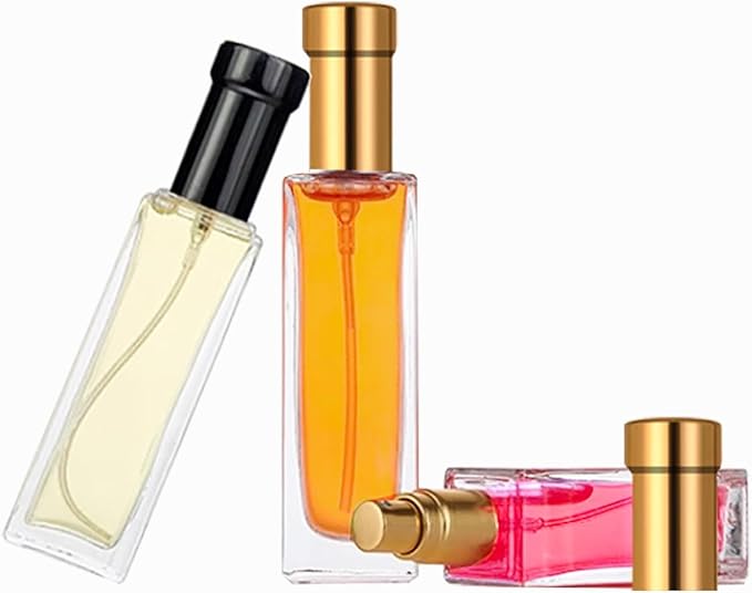 30ml Perfume Spray Bottle, 6PCS Mini Portable Travel Glass Square Spray Bottle,Small Fine Mist Spray Bottle, Refillable Glass Spray Bottle, Sample Spray Bottle (Black, 30ml)