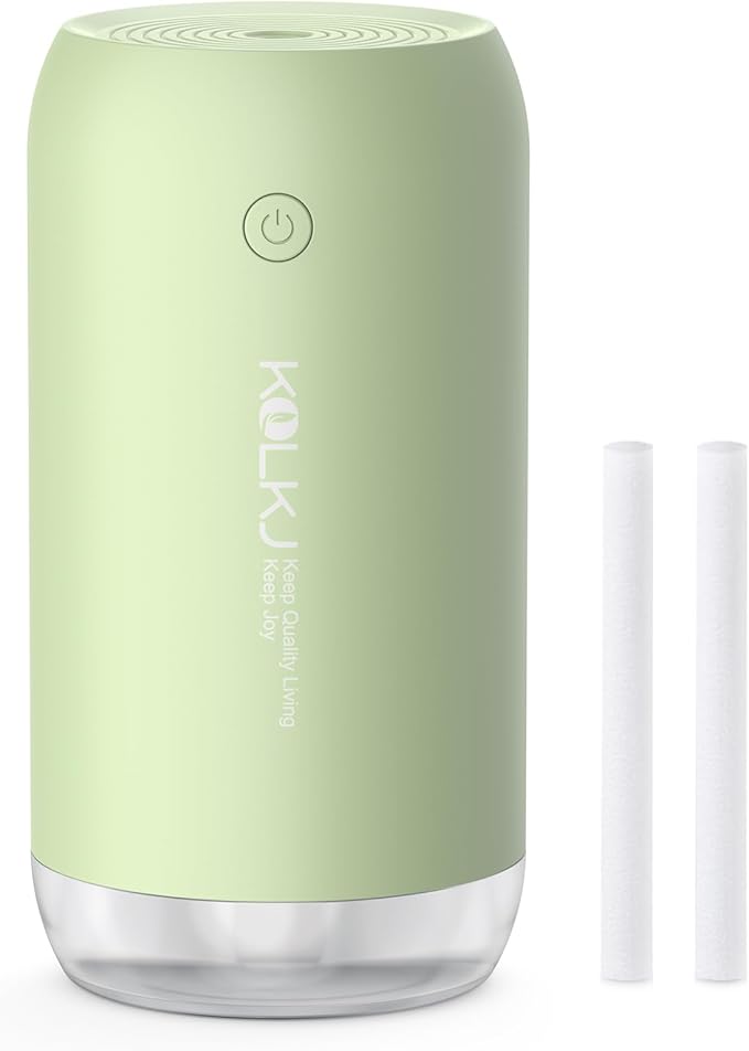 Portable Mini Humidifier, 350ml Quiet Small Cool Mist Humidifiers USB Personal Desktop Humidifier for Bedroom Office Plants Car Baby Nursery with 2 Mist Modes Auto Shut-off (Green)