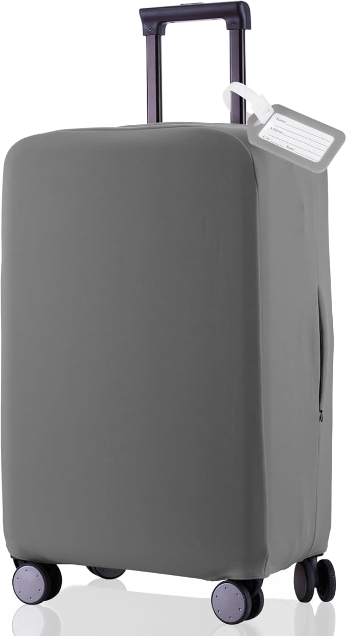 Travel Luggage Cover - Scratch-Resistant Fit 19-31 Inch Suitcase Protector (Slate Gray, L(26-27 inch))