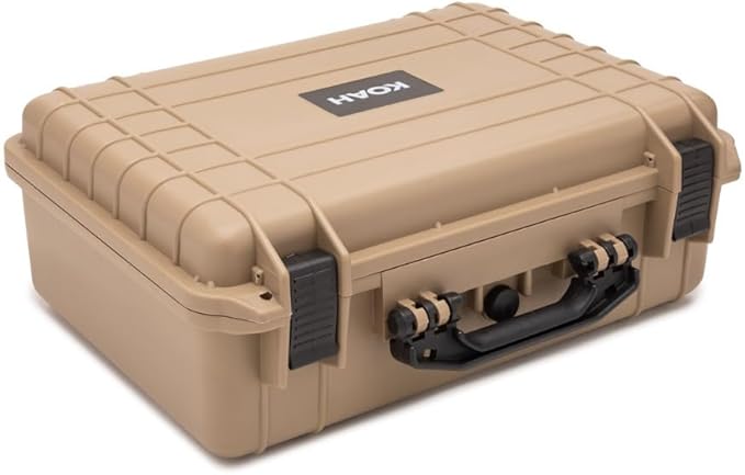 Koah Weatherproof Hard Case with Customizable Foam (18 x 14 x 7 Inch) - Tan