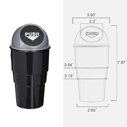 Small Automotive Cup Holder Garbage Can (Gray-2pcs)