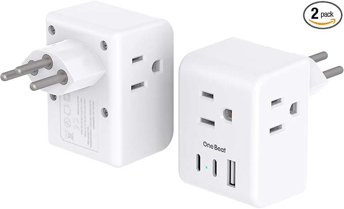 2 Pack Switzerland Travel Plug Adapter, Swiss Outlet Adapter with 3 Outlets 3 USB Charging Ports(2 USB C), Type J Power Adapter, Travel Essentials US to Switzerland, Rwanda, Liechtenstein
