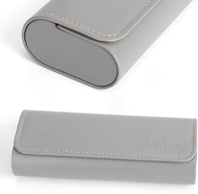 RayLove Hard Shell Glasses Case, Lightweight Leather Eyeglass Case, Travel-Friendly Sunglasses Protector for Men & Women