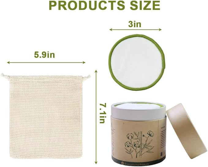 28 Pack Reusable Cotton Rounds with Washable Laundry Bag and Round Box|Travel Essentials for Skincare, Makeup Remover Pads and Storage|Reusable Makeup Remover Pads