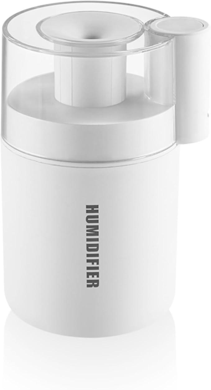Portable Mini Humidifier, 180ml USB Small Humidifier for Bedroom, Car, Office Desk, Travel & Indoor Plants, 2 Mist Modes, Super Quiet (B-White)