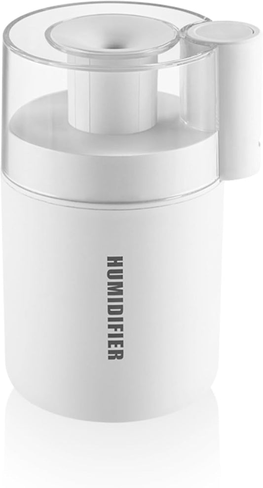 Portable Mini Humidifier, 180ml USB Small Humidifier for Bedroom, Car, Office Desk, Travel & Indoor Plants, 2 Mist Modes, Super Quiet (B-White)