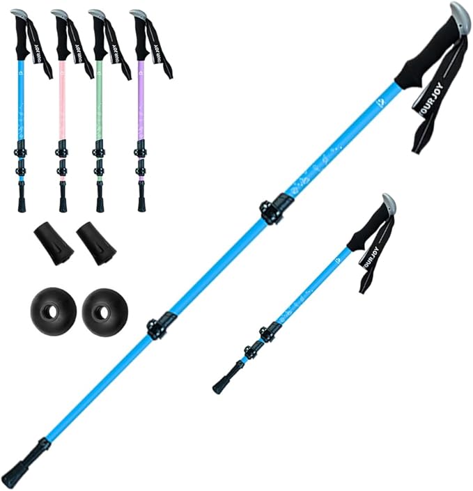 Hiking Trekking Poles for Kids, 2 Pack Anti Shock, Adjustable, Collapsible Hiking Poles for Trekking or Walking, Lightweight Aluminum Sticks