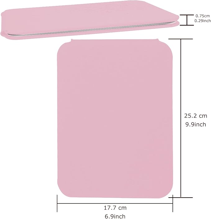 Makeup Mirror, 7x10 Inches Portable PU Leather Mirror, Folding Desktop Vanity Mirror with Adjustable Stand for Vanity Table, Office, Travel (L, Pink)
