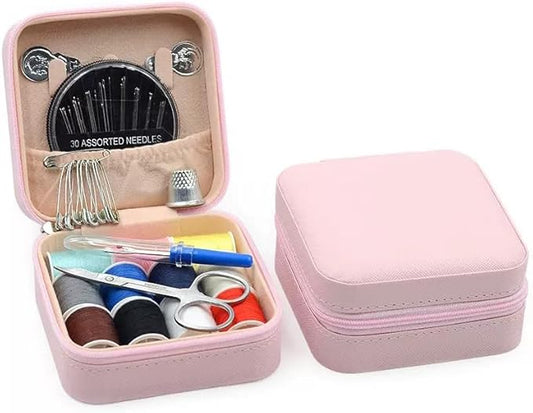 56-Piece Portable Travel Sewing Kit - Compact Emergency Sewing Kit Box with Zipper Fix Tools - Small Sewing Supplies and Accessories for Home Use & Quick Stitch Solutions(Pink)