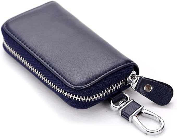 Genuine Leather Key Holder Bag with 2 Card Slot & 6 Hooks & 1 Access Card,Key Case Car Key Holder Wallet for Men Women