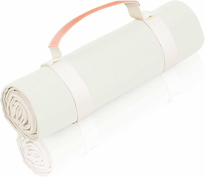 White Picnic Blanket & Beach Mat – Canvas, Machine Washable, Large 4’9” × 6’3”