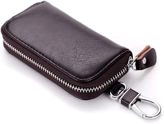 Genuine Leather Key Holder Bag with 2 Card Slot & 6 Hooks & 1 Access Card,Key Case Car Key Holder Wallet for Men Women