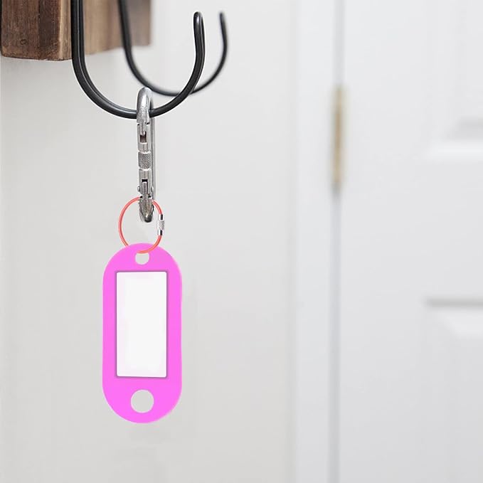 CooBigo 12 Pack Small Keychain Key Ring Holder 4 Inch Travel Luggage Tag Loops Wire Cable Key Chain for Hanging Car Keys Dog Tag Rings Keeper (Thick: 2mm, Red)