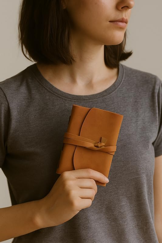 RILIHO Leather Journal Notepad, Small Notebook 4.8x6.5 Inches, Mini Journal, Retro Premium Planner, Lined Diary Vintage Style, Ideal for Women and Men, Artists, Travelers, Brown