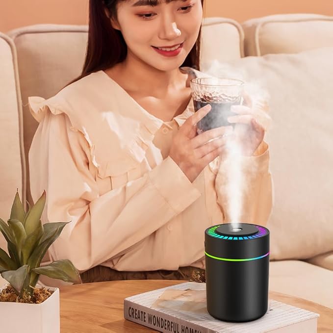 180ml Portable Small Humidifier with Colorful LED Night Light, USB Personal Desktop Humidifier for Car Home Office Travel, Auto Shut-Off, 2 Mist Modes, Super Quiet