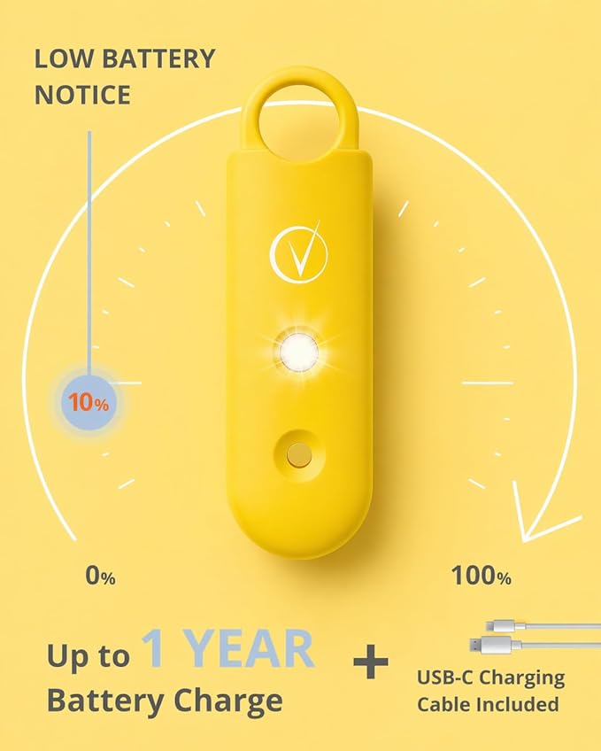 Vantamo Personal Alarm for Self Defense with Low Battery Notice, Strobe Light & Extra Loud 130 dB Double Speakers Safety Keychain Set for Women, Rechargeable Panic Button for Womens Self Defense