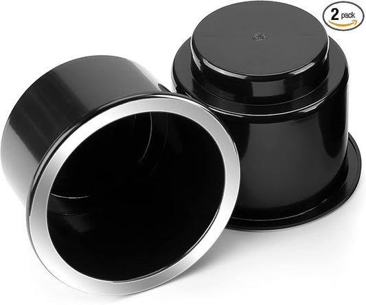 JoyTutus Cup Holder Insert 2pcs for RV Boat Car Couch Golf Cart, Elegant Chrome, Large Plastic Universal Drop in Cup Holder for Pontoon Table Sofa