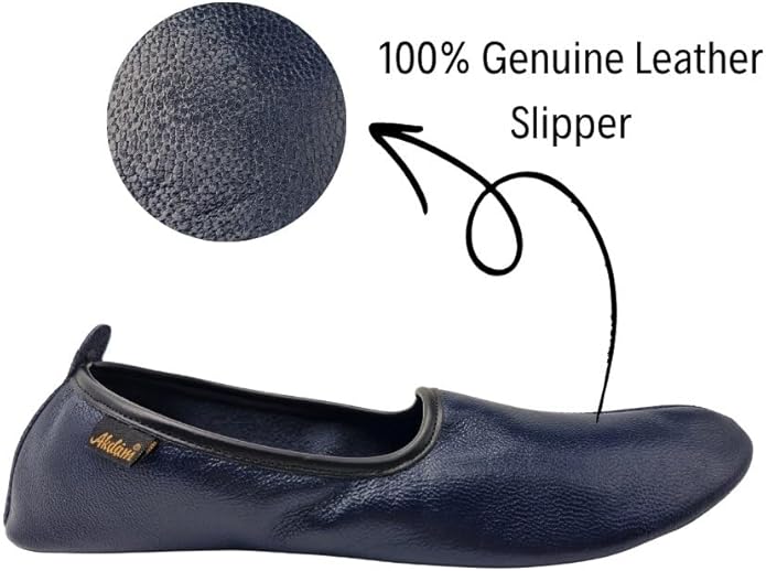 Womens Indoor Leather Slippers Traditional Babouche House Shoes Barefoot Moccasin