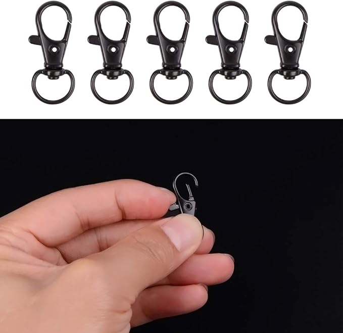 HXSEMAYIG Keychain Hooks with Key Rings, Metal Swivel Lobster Claw Clasps, for Keychain Clip Lanyard, Jewelry Making, Crafts (Gun Black)
