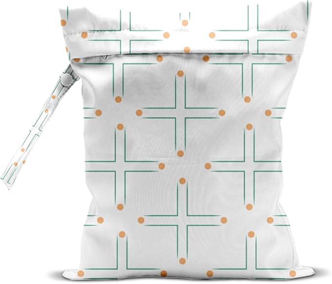 Wet Bag, Wet Dry Bag, Waterproof Swim Bags, Machine Washable Reusable Bags for Beach, Pool, Diapers, and Dirty Yoga Gym Clothes(Clean Cross Grid Design)