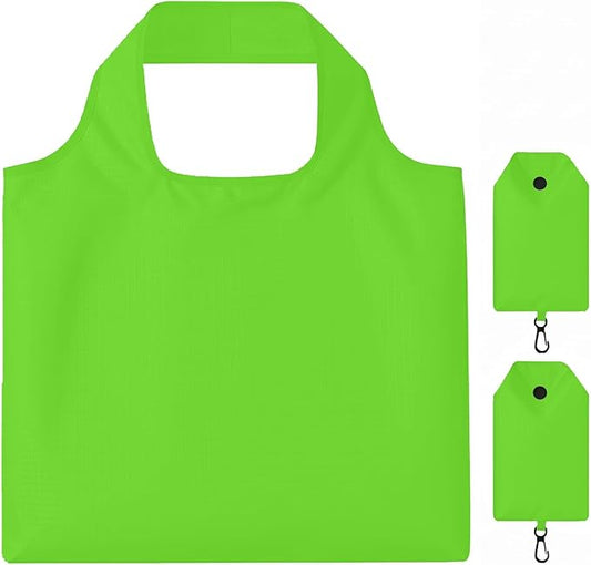 2 Pack Extra Large Foldable Shopping Bag, Waterproof Reusable Grocery Tote Bag Holder, Nylon (Light Green)