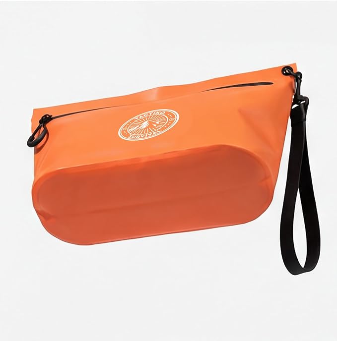 Tactiko 3L Water Resistant Pouch - Waterproof Material with Splashproof Zipper - Cosmetic Case for Storage, Toiletries, Travel, Beach, Cruise, Home (Orange)