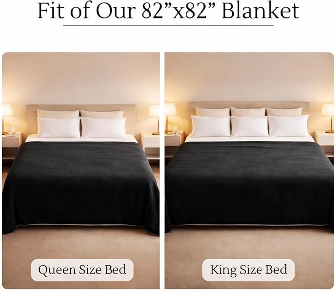 Waterproof Blanket for Bed Intimacy (82"x 82" King Size) Reversible Plush Fleece, Love Blanket, Moisture Absorbent TPU Layer Stain Proof Couch Bed Mattress Water Proof Cover Black/Gray