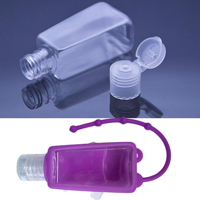 6Pcs Travel Size Kids Empty Hand Sanitizer Bottles with Keychain Holder Detachable Silicone Protective Case 30ml Plastic Travel Bottles Leak Proof Refillable Containers - Space
