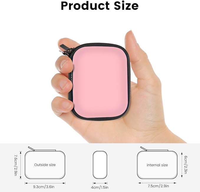 Earbud Case Holder, RISETECH Hard Earphone Travel Case Zipper Pouch Compatible with Wired Earbuds, TAGRY X08, Btootos A90 Pro, in Ear Monitor -Pink