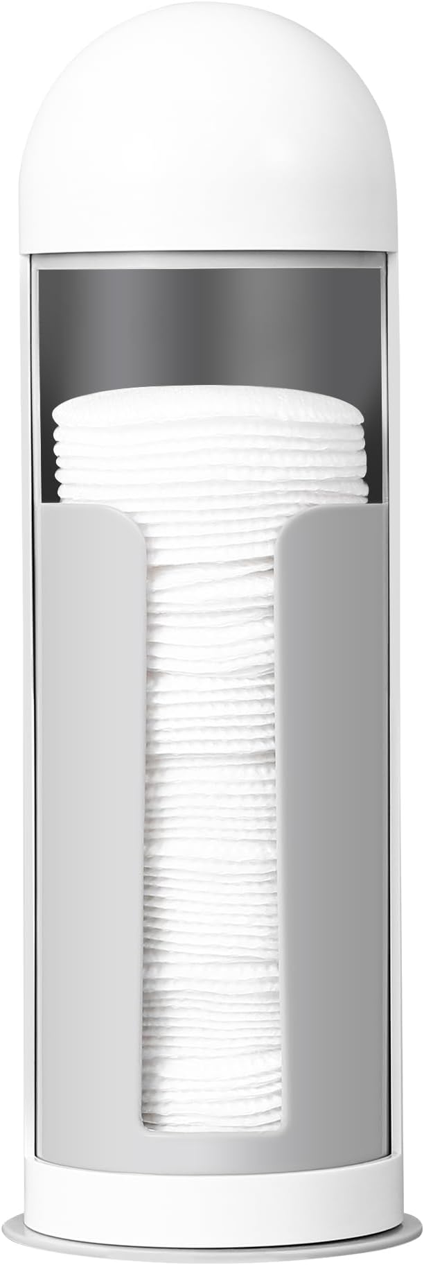 bodkar Cosmetic Cotton Pad Rounds Holder with Rotating Lid, Cotton Pads Dispenser Modern White Plastic Organizer Storage