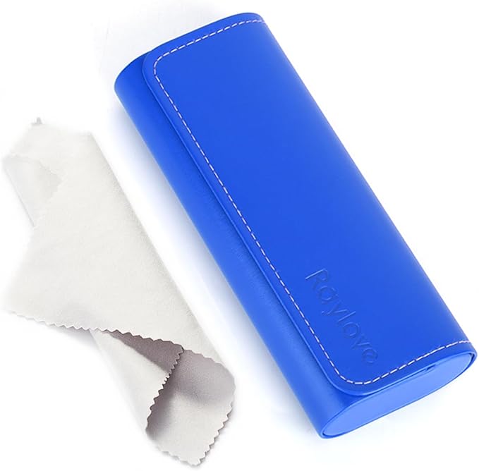 RayLove Hard Shell Glasses Case, Lightweight Leather Eyeglass Case, Travel-Friendly Sunglasses Protector for Men & Women
