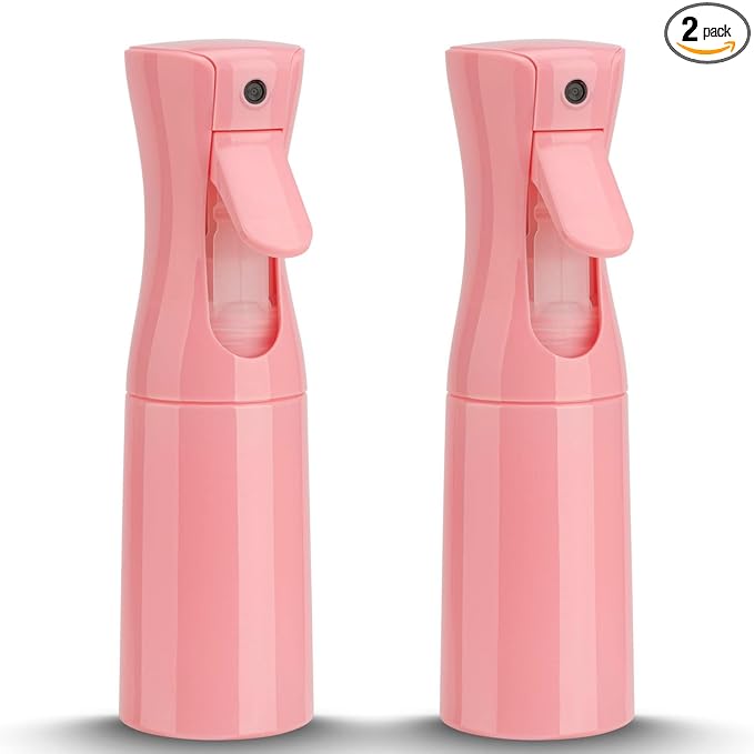 Spray Bottle for Hair (6.8OZ /200ML) Continuous Ultra Fine Mist Sprayer for Hair, Salons, Barber, Plants, Skin Care, Cleaning 2 Pack Pink