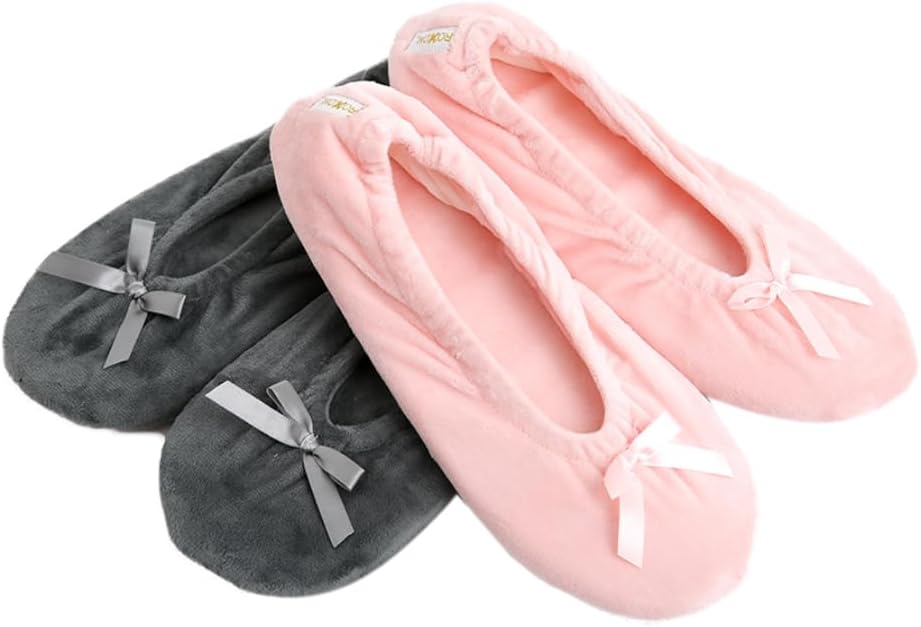 Women's Terry Classic Cotton & Velour Ballerina Slippers (Pack of 2)