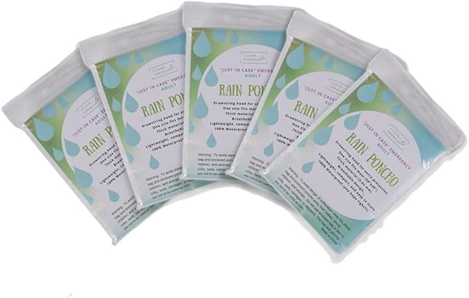 Clear Harbour Emergency Disposable Rain Poncho Pack for Adults | Women and Men's Rain Ponchos in Bulk | Extra Thick, Waterproof Reusable .03mm PE Plastic Material for Travel, Survival, and Fun.