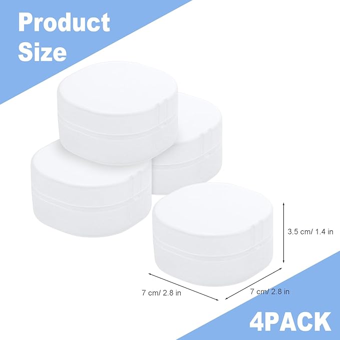 Plastic Cotton Round Holder Cosmetic Cotton PadHolder Multiple Colors Portable Travel and SealedSuitable for Makeup Remover BallsBeads 4 Pack (Whitish-Transparent)