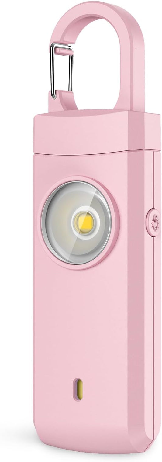 Rechargeable Personal Alarms for Women - Birthday Valentine's Day Gifts for Women, Stocking Stuffers for Teen Girl, Daughter, Safety Keychain Flashlight, Siren Alarm, Travel College Essentials (Pink)