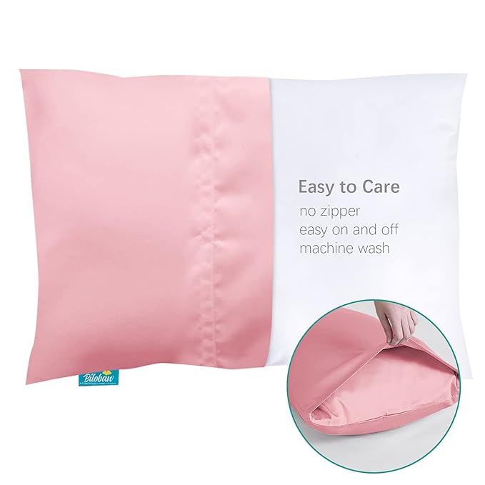 Satin 2 Pack Kids Toddler Pillowcase Fits for Children Toddler Pillows 13"x 18" or 14"x19", Envelope Travel Toddler Pillow Cover Case, Pink