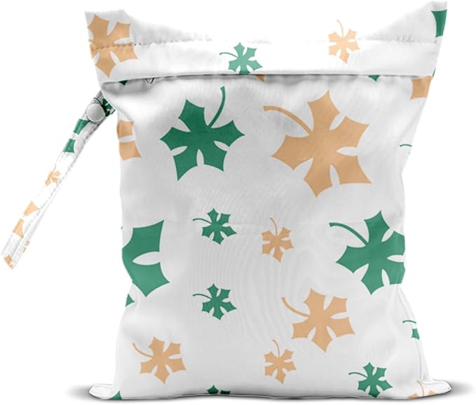 Wet Bag, Wet Dry Bag, Waterproof Swim Bags, Machine Washable Reusable Bags for Beach, Pool, Diapers, and Dirty Yoga Gym Clothes(Maple Leaf Floral Print)