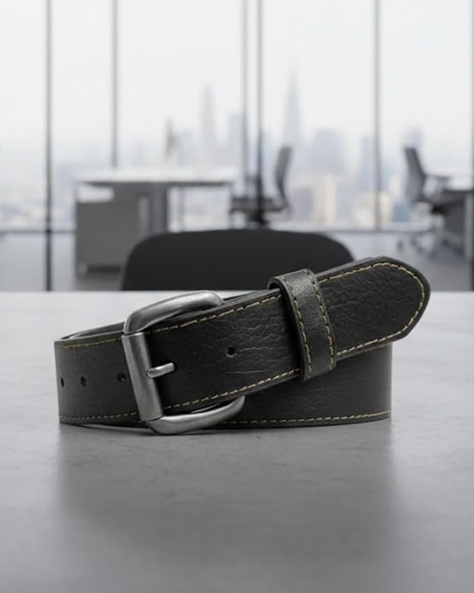 First Mfg Co - Mens Premium Leather Belt With Removable Buckle And Hidden Zipper Money Belt Daily Wear For Pants Perfect Fit