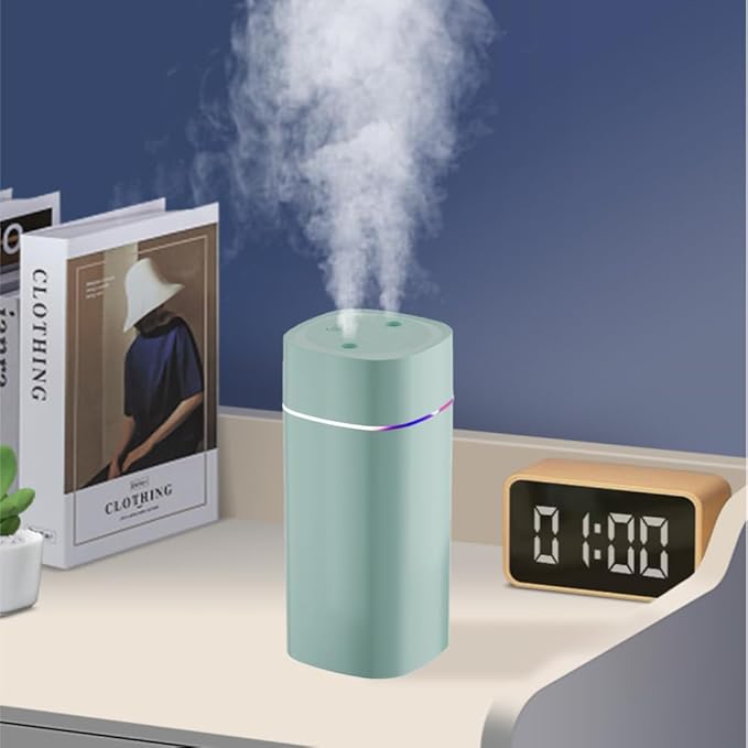 DONGKER Mini Humidifier,600ml Dual Channels USB Quiet Humidifier with Colorful Cycling Light Waterless Auto Shut-Off for Home Bedroom Office Indoor Travel
