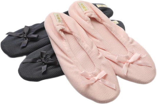 Women's Terry Classic Cotton & Velour Ballerina Slippers (Pack of 2)