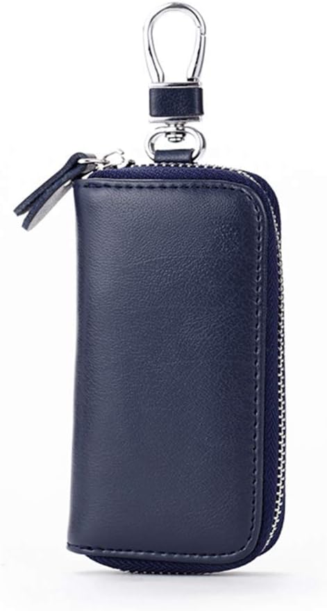 Genuine Leather Key Holder Bag with 2 Card Slot & 6 Hooks & 1 Access Card,Key Case Car Key Holder Wallet for Men Women