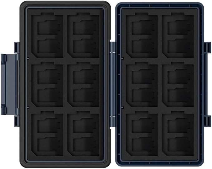 Blue 36 Slots Memory Card Case Water-Resistant Anti-Shock Memory Card Wallet for 24 Micro SD SDXC SDHC TF Cards and 12 SD SDXC SDHC Cards