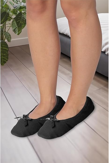Women's Terry Classic Cotton & Velour Ballerina Slippers (Pack of 2)