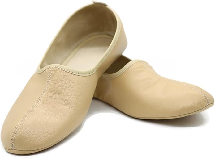 Womens Indoor Leather Slippers Traditional Babouche House Shoes Barefoot Moccasin