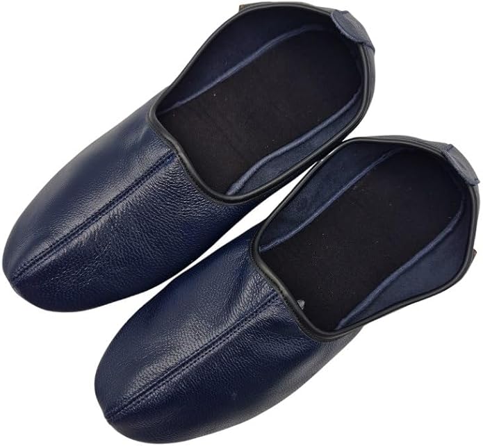 Womens Indoor Leather Slippers Traditional Babouche House Shoes Barefoot Moccasin